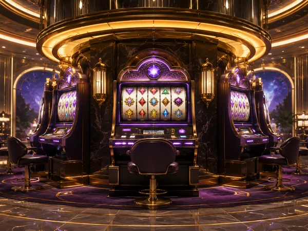 Spinning machine in purple and gold light