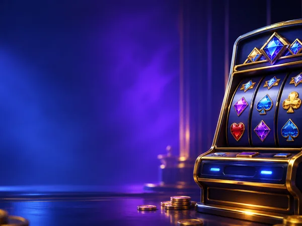 A rotary playing machine with card symbols in purple light